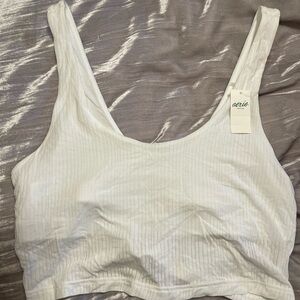 Aerie White Ribbed Crop Top